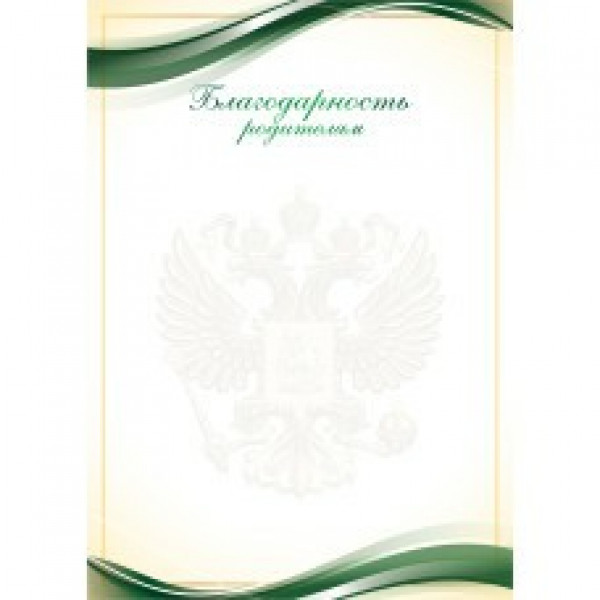Благодарность эконом родителям с госсимволикой