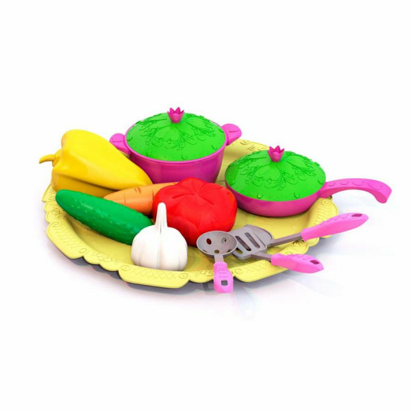 Набор овощей и кухонной посуды "Волшебная хозяюшка" 12 предметов на подносе