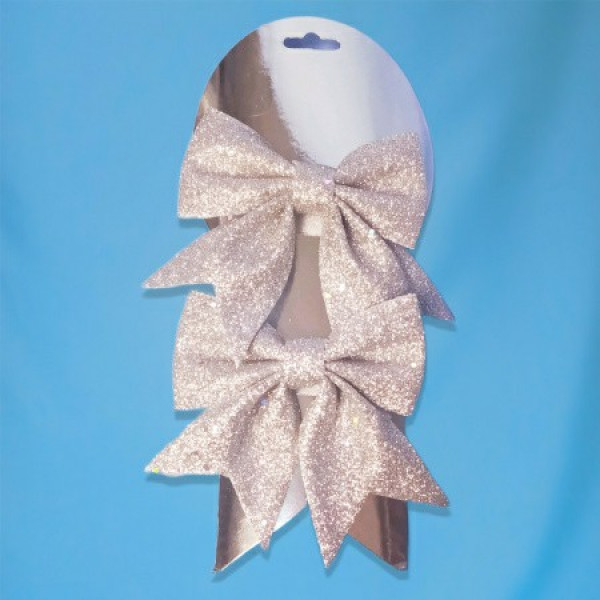 Декоративный бант, Darlens "Банты" 12*14 см. серебристый в наборе 2шт