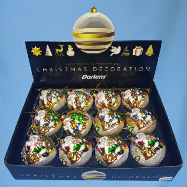 Елочная игрушка Darlens Дед мороз 8см. стекло. фактурный