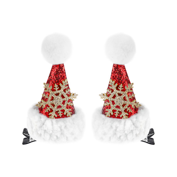 Новогоднее украшение. Набор заколок для волос, 2 шт Колпак Санты с пожеланиями , 6,5 см