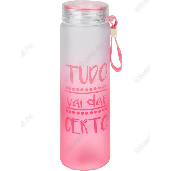 Бутылка для воды 400мл. пластик. "Hello Master!" розовая
