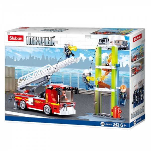 Конструктор пластик. "Пожарная служба" 343дет.