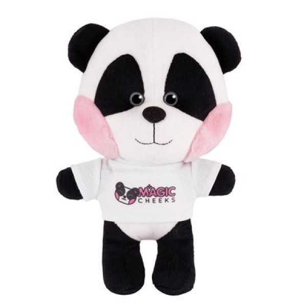 Мягкая игрушка Панда с розовыми щечками в футболке 25см