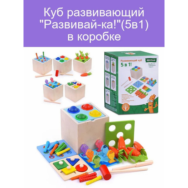 Куб развив. "Развивайка" 5 в 1 в коробке
