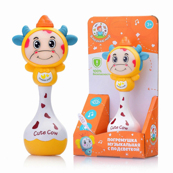 Погремушка муз. с подcвеnкой "Коровка"