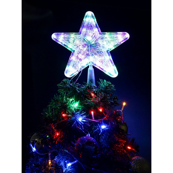 Верхушка на ёлку Белая звезда 22*22см 20 LED 1 режим, мульти