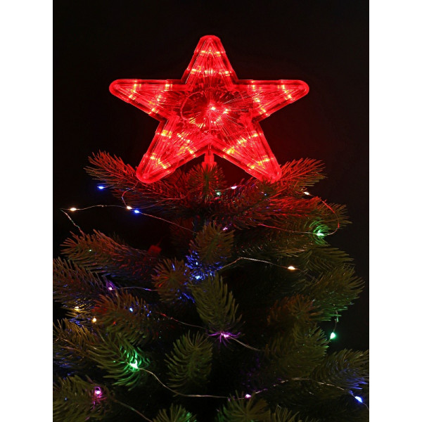 Верхушка на ёлку Красная звезда 22*22см 20 LED 1 режим, красный