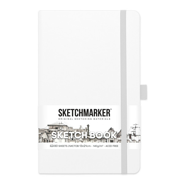 Блокнот для зарисовок 80л. "Sketchmarker" 13*21см тв.обл. Белый 140г
