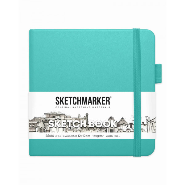 Блокнот для зарисовок 80л. "Sketchmarker. Аквамарин" слон.кость12*12см 140г