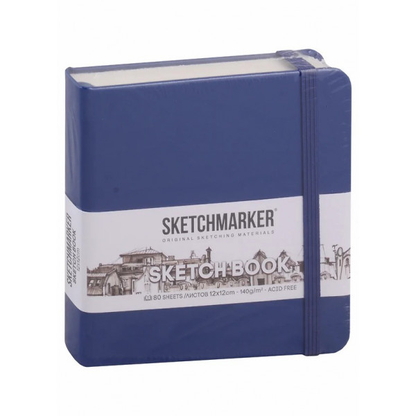 Блокнот для зарисовок 80л. "Sketchmarker. Королевский синий" 12*12см 140г