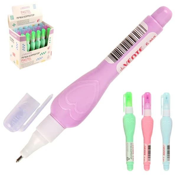 Ручка-корректор "deVENTE.Pastel" 6 мл.быстросохнущая .цвет корпуса ассорти