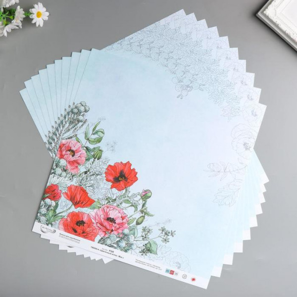 Бумага для скрапбукинга "Mr.Painter" Цветочный атлас. Магнолия190г/кв.м 30,5*30,5см