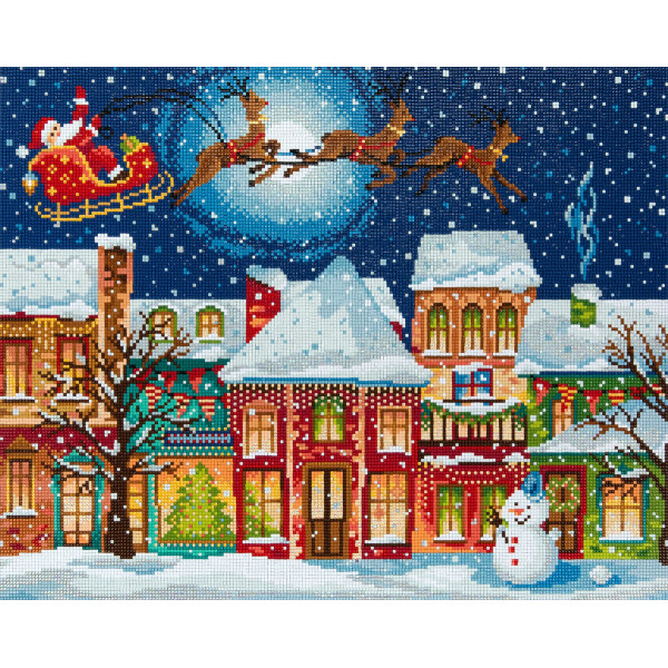 Кристальная мозайка (алмаз.) "Рождество в городе" 50*40