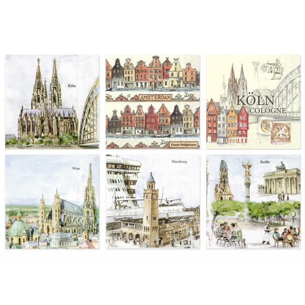 Салфетки бум. асс. 33*33 "Каникулы в Европе"