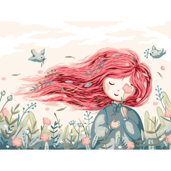 Набор для раскрашивания по номерам (на картоне)  "Мечтательная девочка" 40*30см.