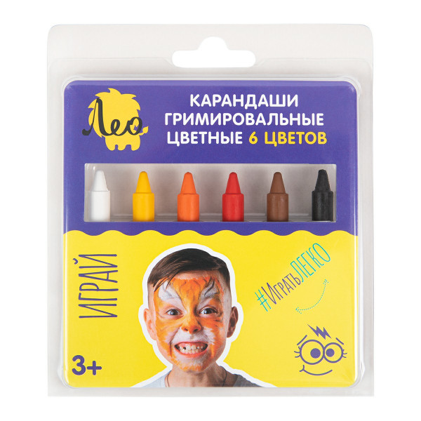 Карандаши для грима "Лео" 6 цв. 21г Звери