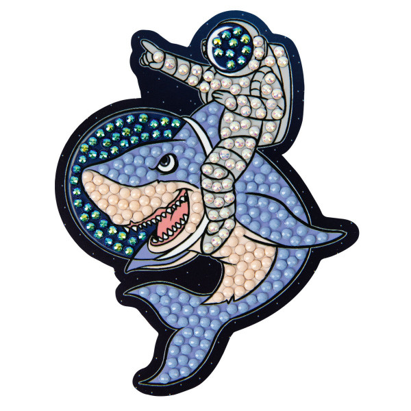 Кристальная мозайка (алмаз.) "Астронавт на акуле" магнит 8*10,5