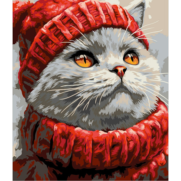 Набор для раскрашивания по номерам "Зимний котик" 30*40см.