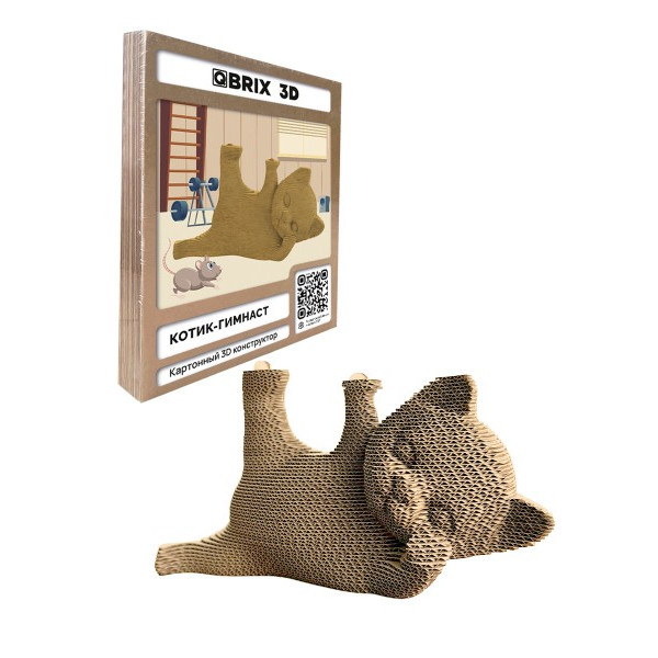 Картонный 3D конструктор Котик-гимнаст
