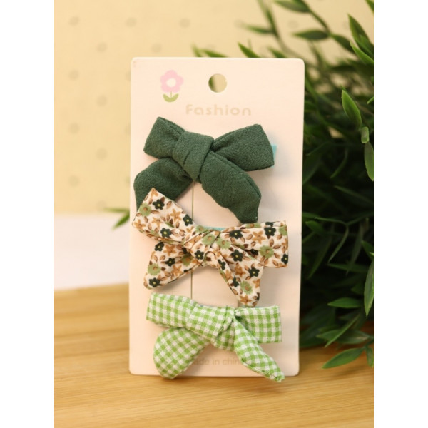 Набор заколок  для волос "Green bows"