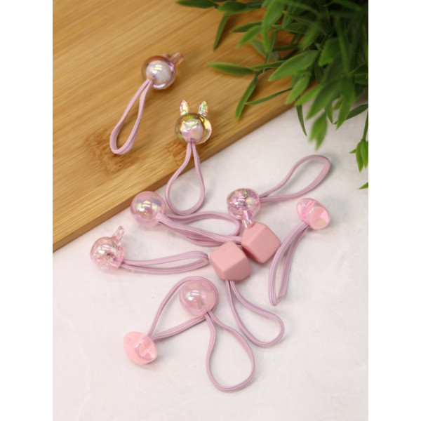 Набор резинок для волос "Pearl heart", pink