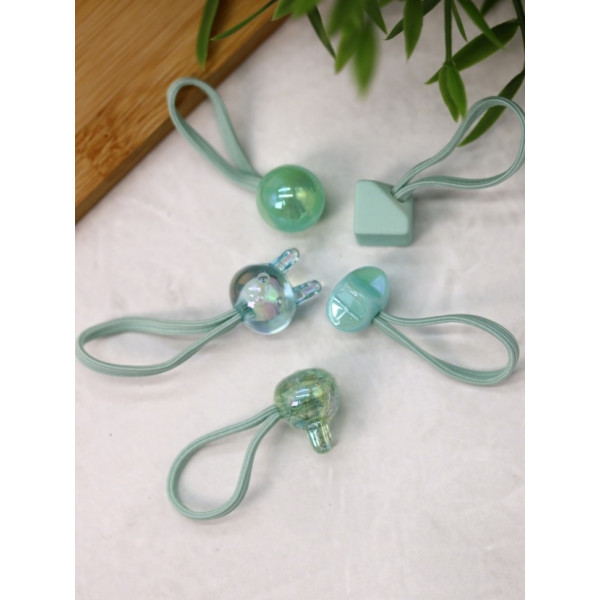 Набор резинок для волос "Pearl heart", green