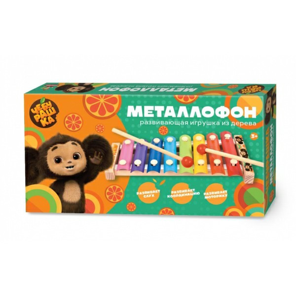 Игрушка дерев. металлофон Чебурашка