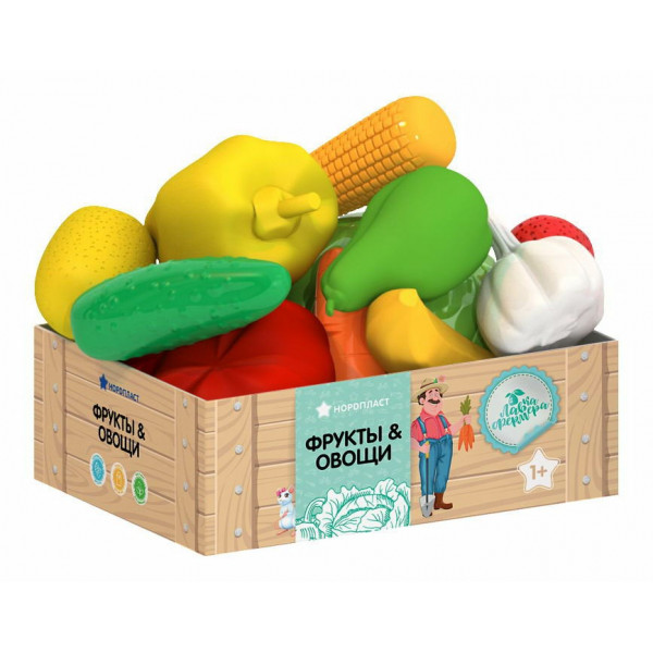 Набор большой Фрукты и овощи в ящике 12шт.