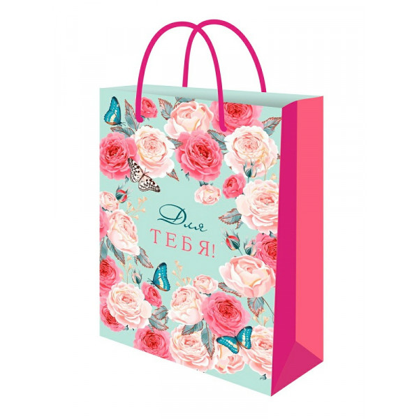 Пакет подарочный Optima с глянц. лам. 32*45*8 (XL) Цветы и бабочки