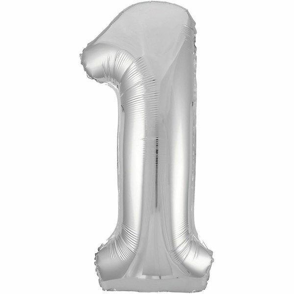 Шар Цифра 1 40 Slim серебро/Silver 102см