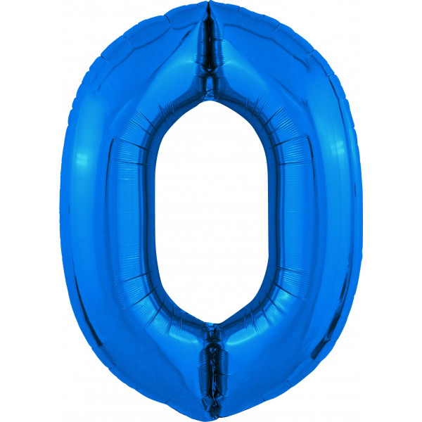 Шар Цифра 0 40 Slim синий/Biue 102см