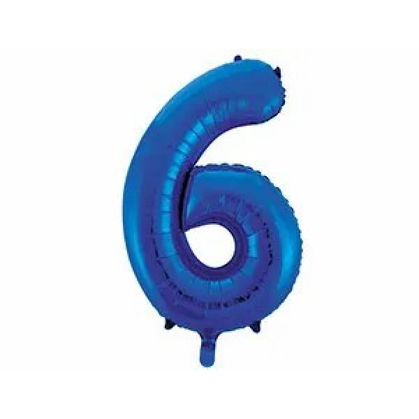 Шар Цифра 6 40 Slim синий/Biue 102см