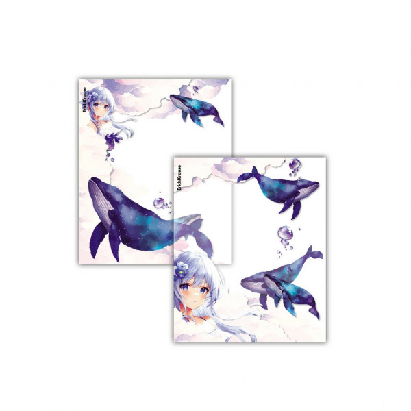 Набор пластиковых обложек EK Kawaii Whale для тетрадей и дневников 212*347мм 80мкм