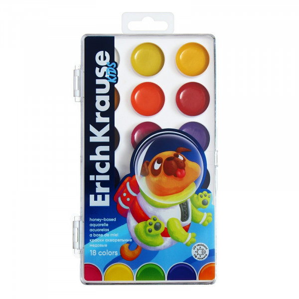 Акварель 18цв. "ErichKrause" Kids Space Animals медовые