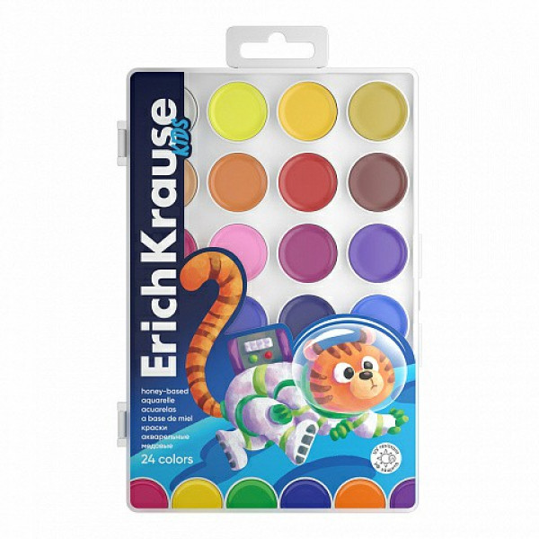Акварель 24цв. "ErichKrause" Kids Space Animals медовые