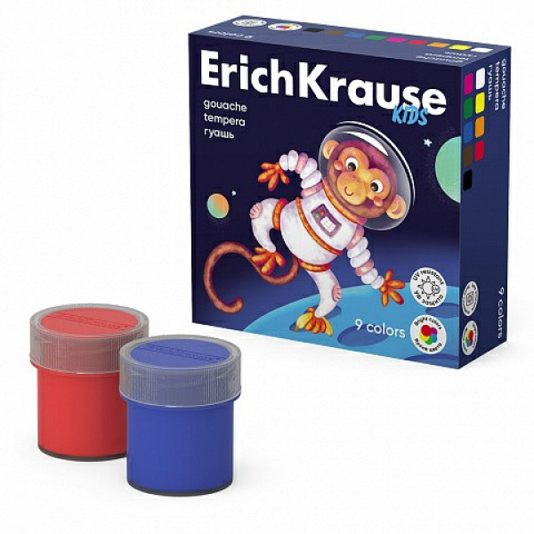 Гуашь 9 цв. ErichKrause Space Animals