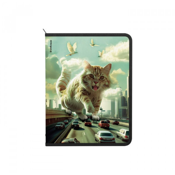 Папка д/тетрадей "ErichKrause. Big City Cats" А4+ на молнии, ассорти