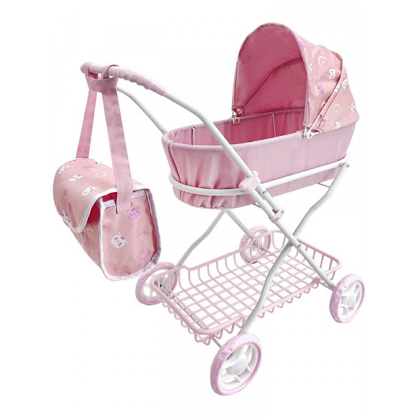 Коляска для кукол Котята с сумкой и корзиной