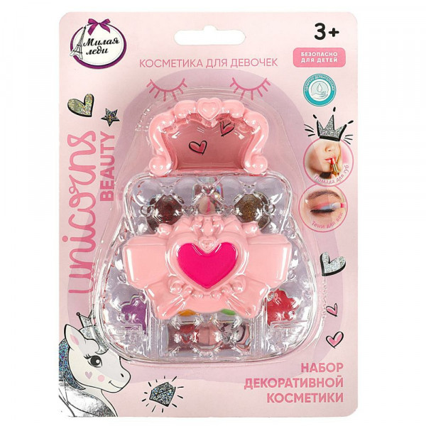 Косметика для девочек тени+тени с блестками, помада