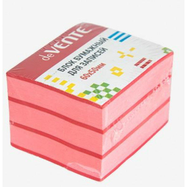 Куб бумажный для записей "deVENTE" 60*50*40 цветной, прокл.. офсет 80г/м красный интесиф 7слоев