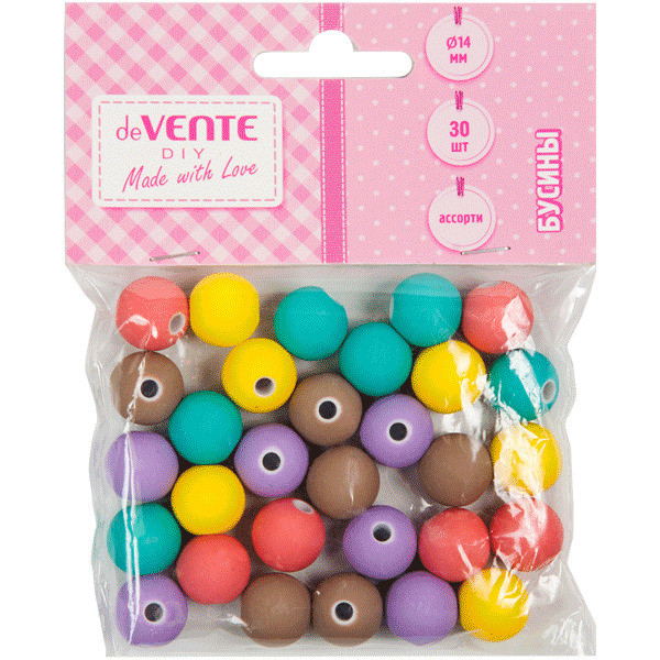 Бусины декоративные "deVENTE. Balls" пластик, с мат.покрытием, 14 мм, 30 шт, ассорти