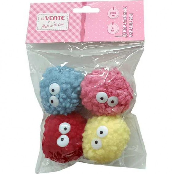Декоративные украшения DeVente ".Помпоны с глазками", 50мм цвет ассорти