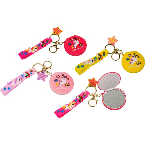 Брелок-зеркальце силиконовый"deVENTE. Unicom" 4,5см, складное с мет карабином