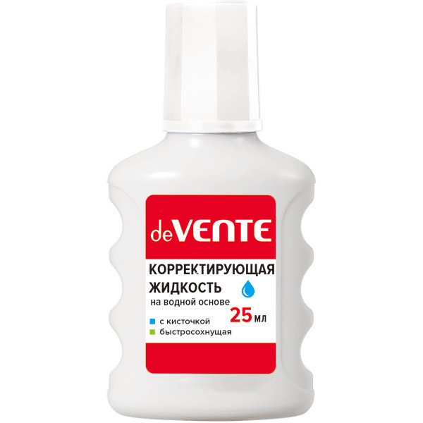 Корректирующая жидкость "deVENTE." 25 мл, быстросохнущая, в бутылочке