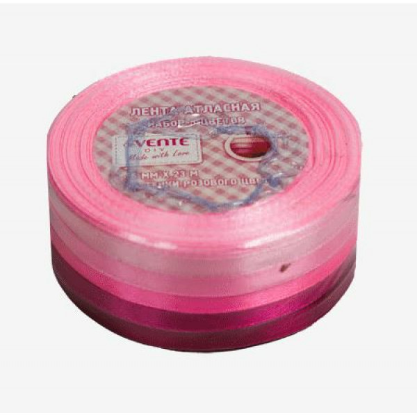 Набор лент декорат. атласных "deVENTE" 6 мм*23 м, 5 шт, ассорти розового цвета