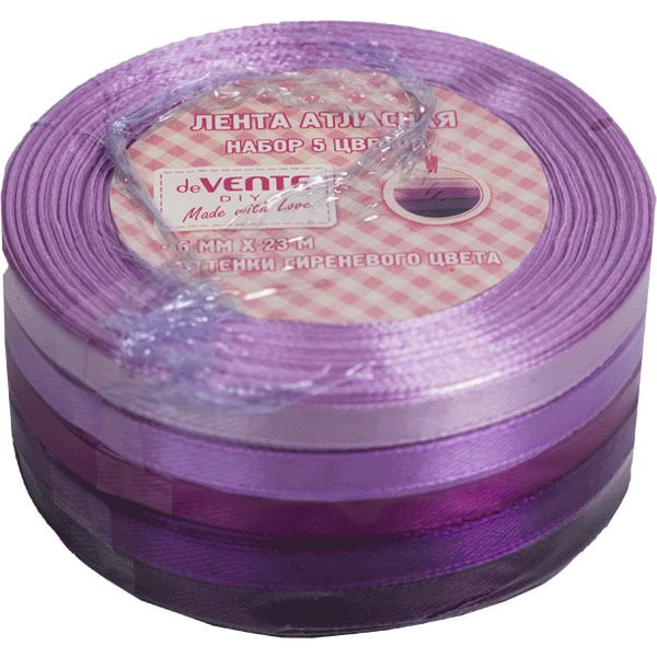 Набор лент декоративных атласных de Vente  6 мм*23 5 шт ассорти сиреневого цвета