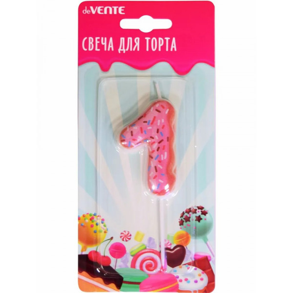 Свеча-цифра для торта "deVENTE. Donut" 1, размер свечки 5,9x4,4x1 см,