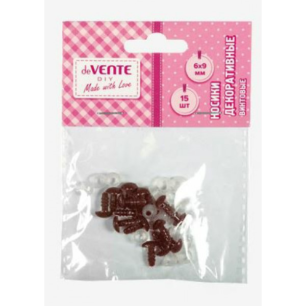 Носики декоративные "deVENTE" пластиковые, винтовые 15шт, 6x9 мм, коричневые