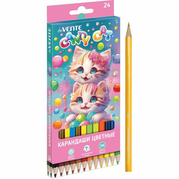 Карандаши 24цв. "deVente.Candy Cat" 2М шестигранные